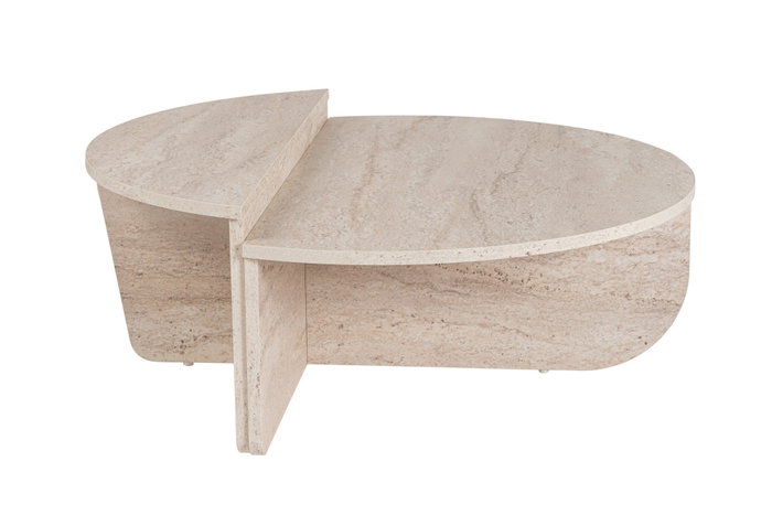 Nordure Mesa de Centro Orion Travertino y Mármol 90cm Ancho x 30cm Alto x 60cm Fondo